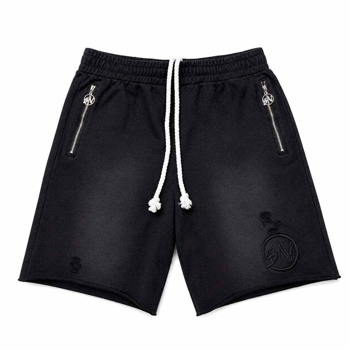 BNM BLACK DISTRESSED SHORTS