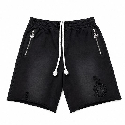 BNM BLACK DISTRESSED SHORTS