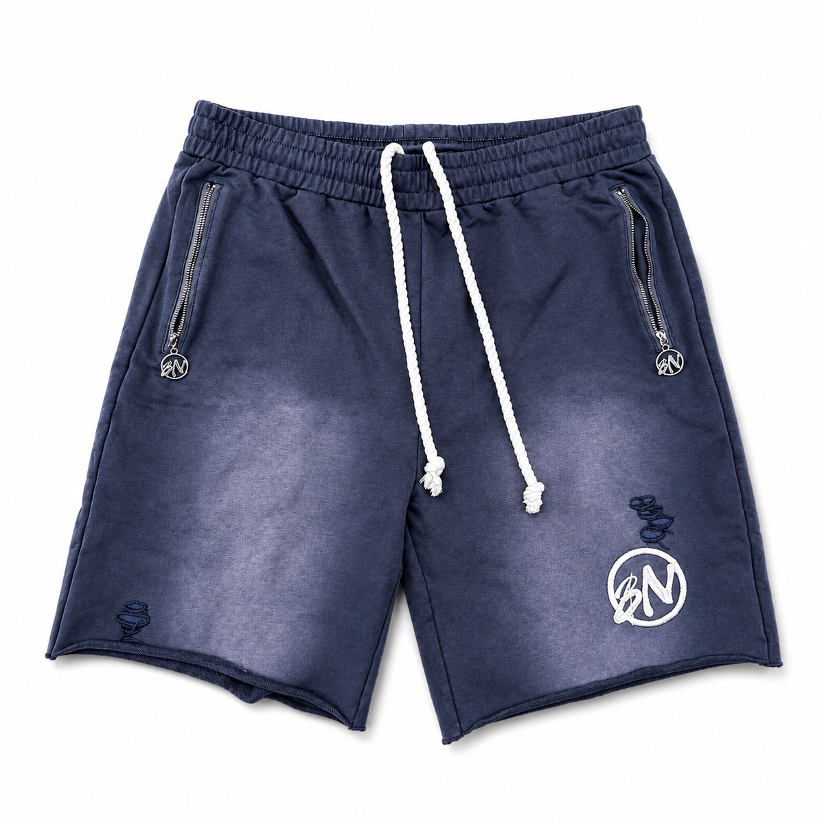 BNM BLUE DISTRESSED SHORTS